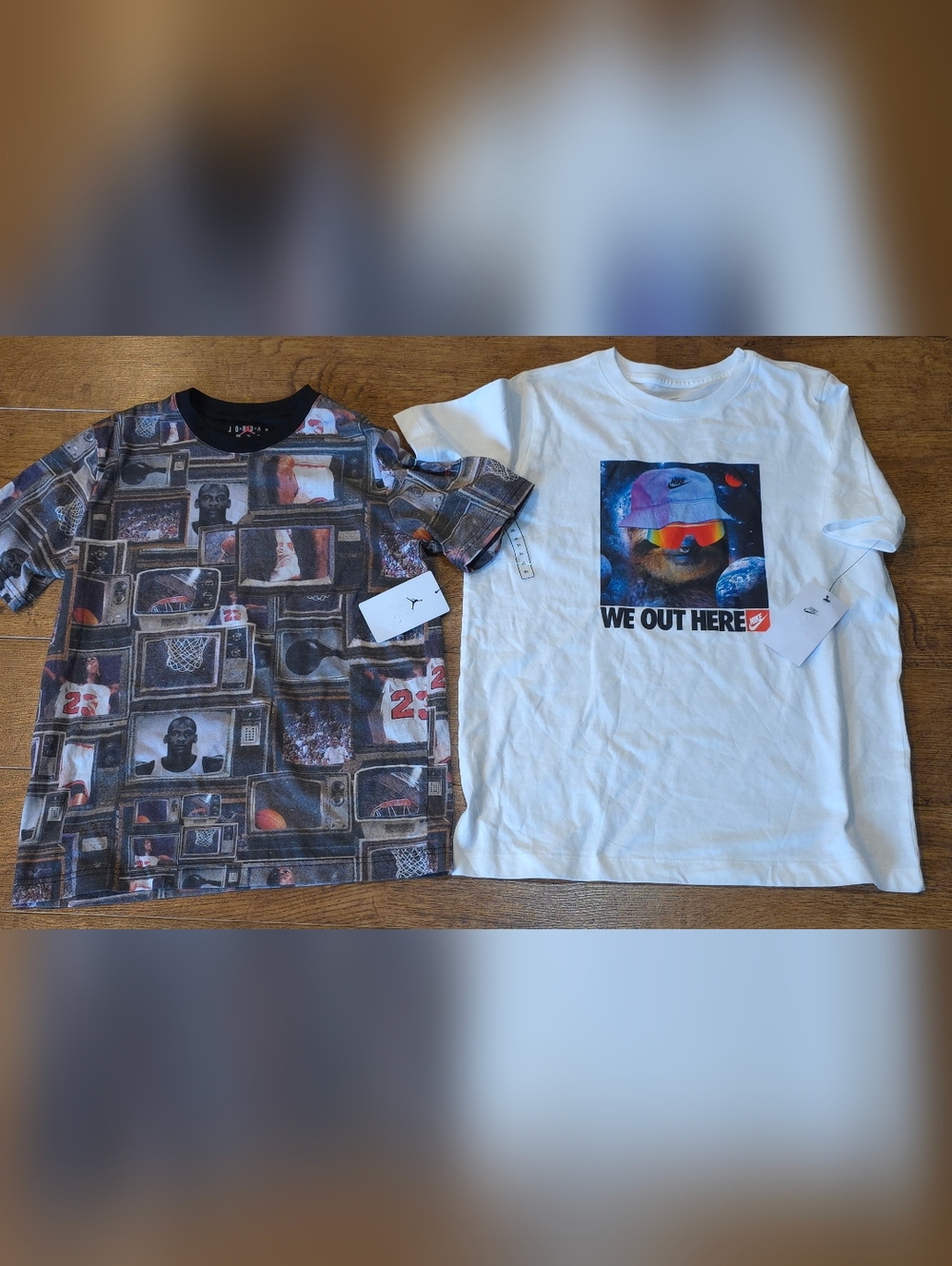Jordan Graphic Tee & White Nike Graphic Tee - Both BOYS XL